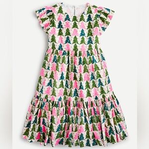 J Crew Crewcuts Pink and Green Christmas Tree Dress   🌲 🎅 🌲